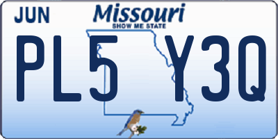 MO license plate PL5Y3Q