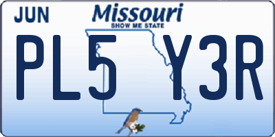 MO license plate PL5Y3R