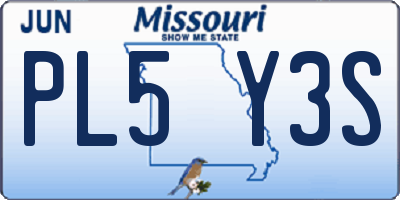MO license plate PL5Y3S