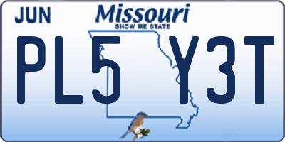 MO license plate PL5Y3T