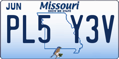 MO license plate PL5Y3V