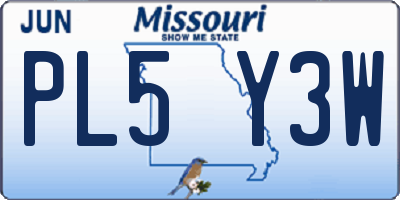MO license plate PL5Y3W
