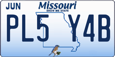 MO license plate PL5Y4B