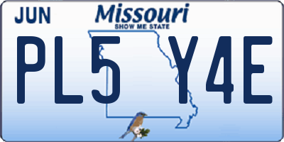 MO license plate PL5Y4E