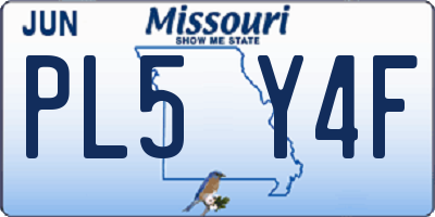 MO license plate PL5Y4F