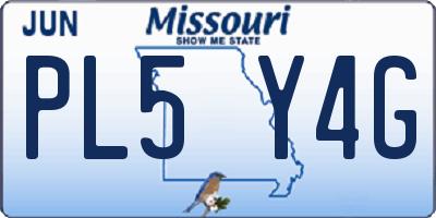MO license plate PL5Y4G