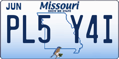 MO license plate PL5Y4I