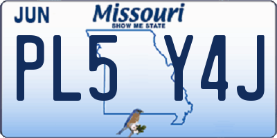 MO license plate PL5Y4J