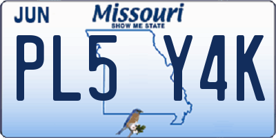 MO license plate PL5Y4K