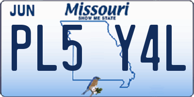 MO license plate PL5Y4L
