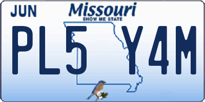 MO license plate PL5Y4M