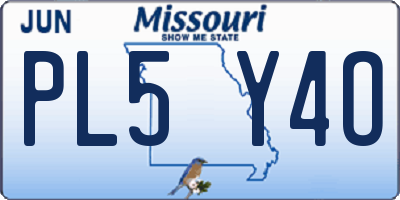MO license plate PL5Y4O