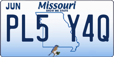 MO license plate PL5Y4Q
