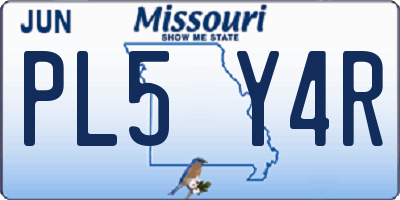 MO license plate PL5Y4R