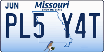 MO license plate PL5Y4T