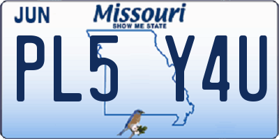 MO license plate PL5Y4U