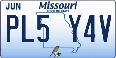 MO license plate PL5Y4V