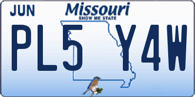MO license plate PL5Y4W
