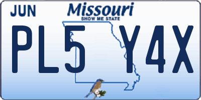 MO license plate PL5Y4X