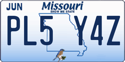 MO license plate PL5Y4Z
