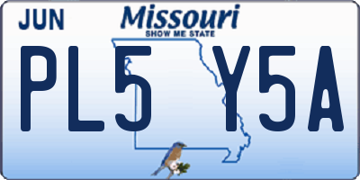 MO license plate PL5Y5A
