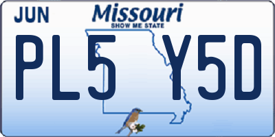 MO license plate PL5Y5D