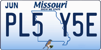 MO license plate PL5Y5E