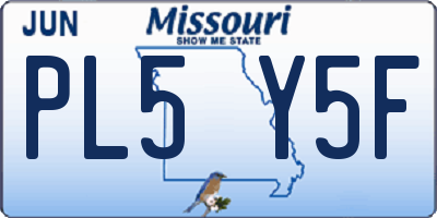 MO license plate PL5Y5F