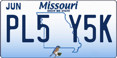 MO license plate PL5Y5K