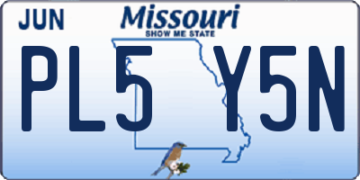 MO license plate PL5Y5N