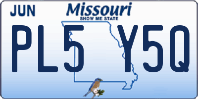 MO license plate PL5Y5Q