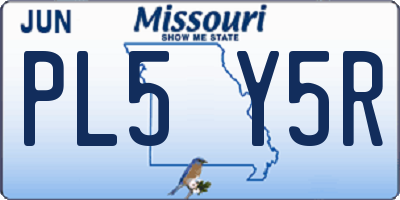 MO license plate PL5Y5R