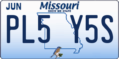 MO license plate PL5Y5S