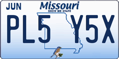 MO license plate PL5Y5X
