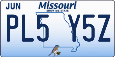 MO license plate PL5Y5Z