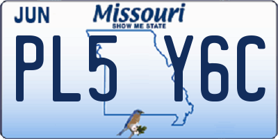 MO license plate PL5Y6C
