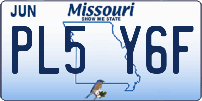 MO license plate PL5Y6F
