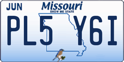 MO license plate PL5Y6I