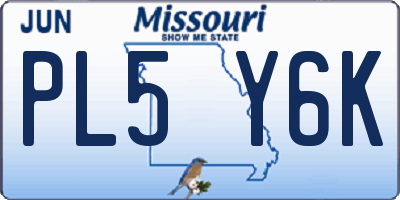 MO license plate PL5Y6K