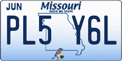 MO license plate PL5Y6L