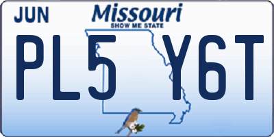 MO license plate PL5Y6T