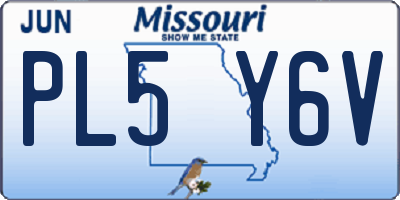 MO license plate PL5Y6V