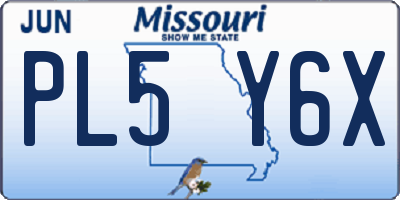 MO license plate PL5Y6X