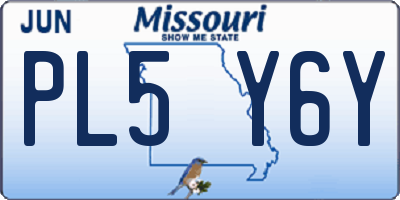 MO license plate PL5Y6Y