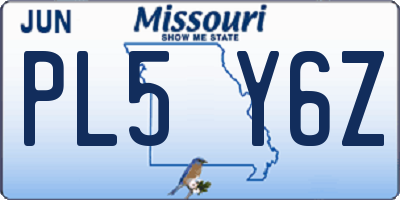 MO license plate PL5Y6Z