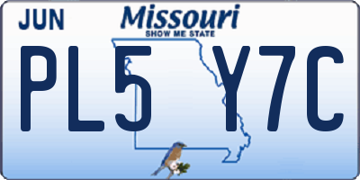 MO license plate PL5Y7C