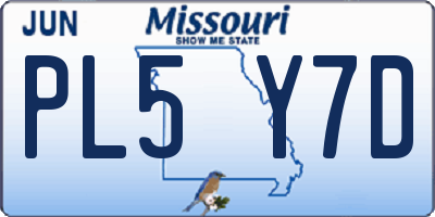 MO license plate PL5Y7D