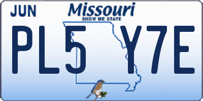 MO license plate PL5Y7E