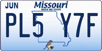 MO license plate PL5Y7F