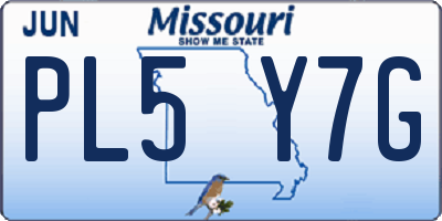MO license plate PL5Y7G